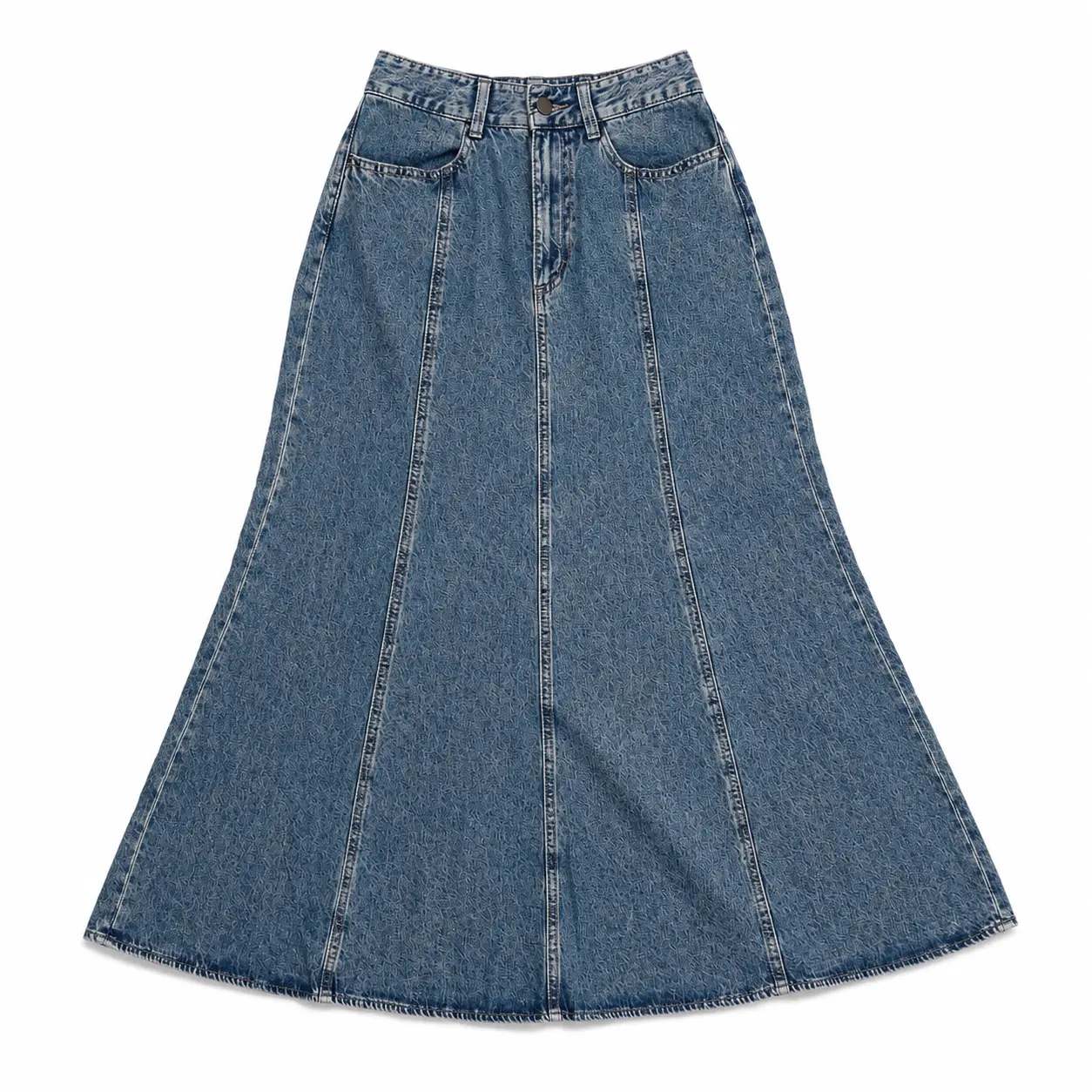 Women’s High-Waist A-Line Denim Maxi Skirt