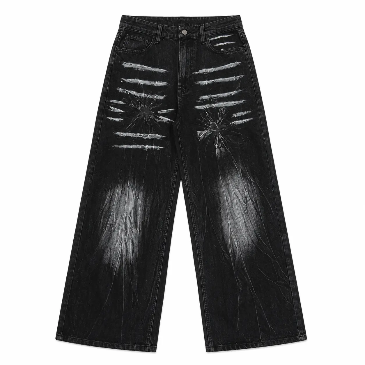 Rift Storm High-Waist Distressed Wide-Leg Jeans