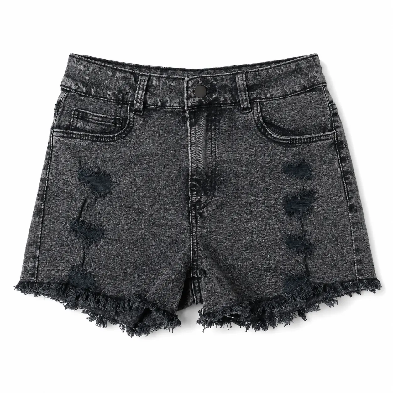 High Waist Distressed Denim Shorts