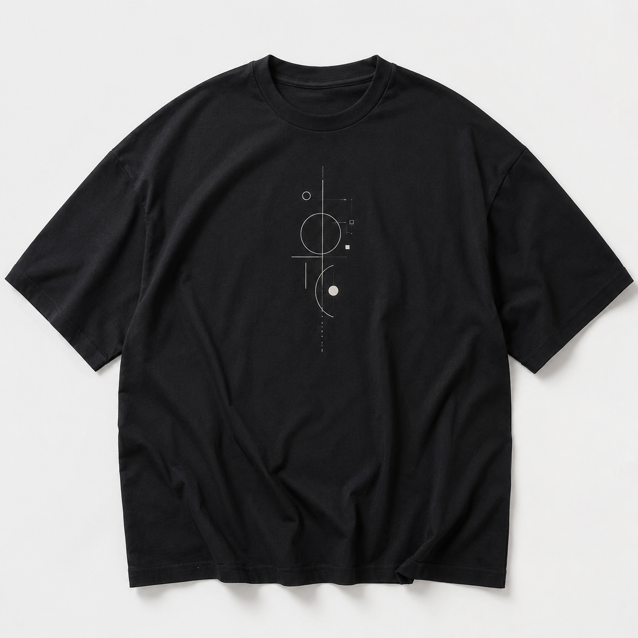 Black Minimal Geometric T-Shirt