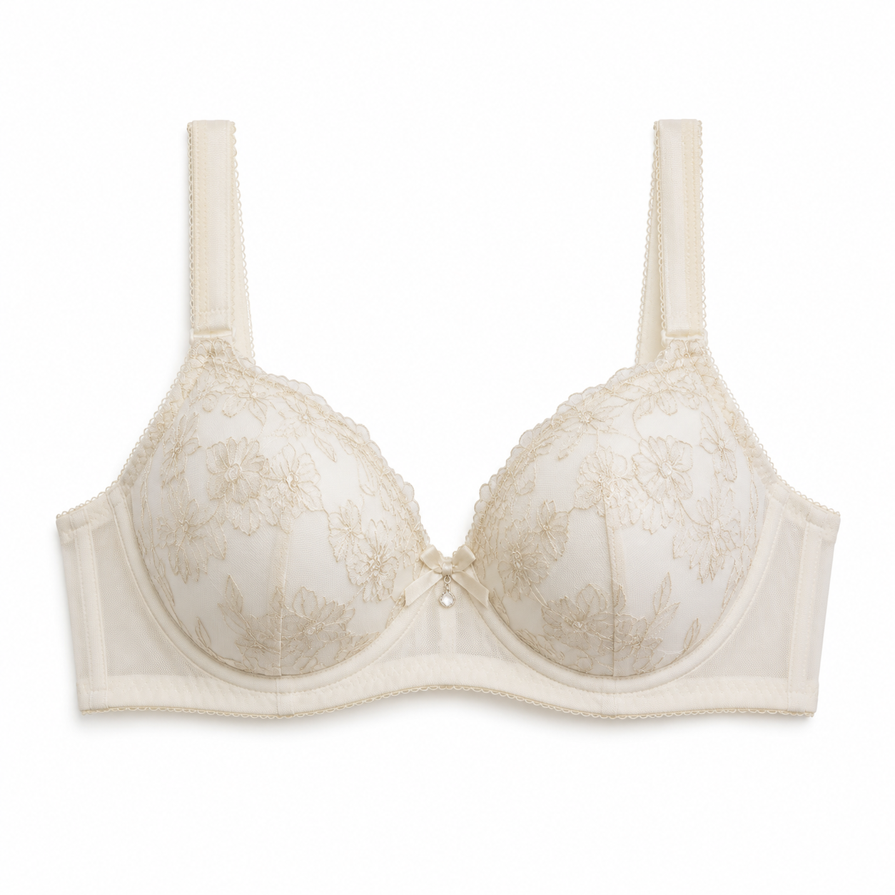 Elegant lace bra in ivory tones
