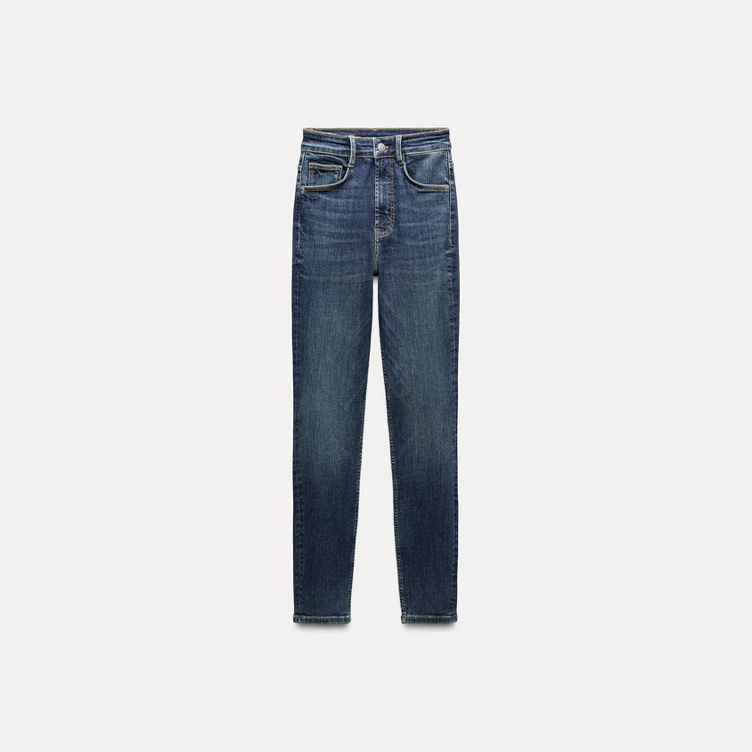 Ladies High Waist Skinny Jeans Navy Blue