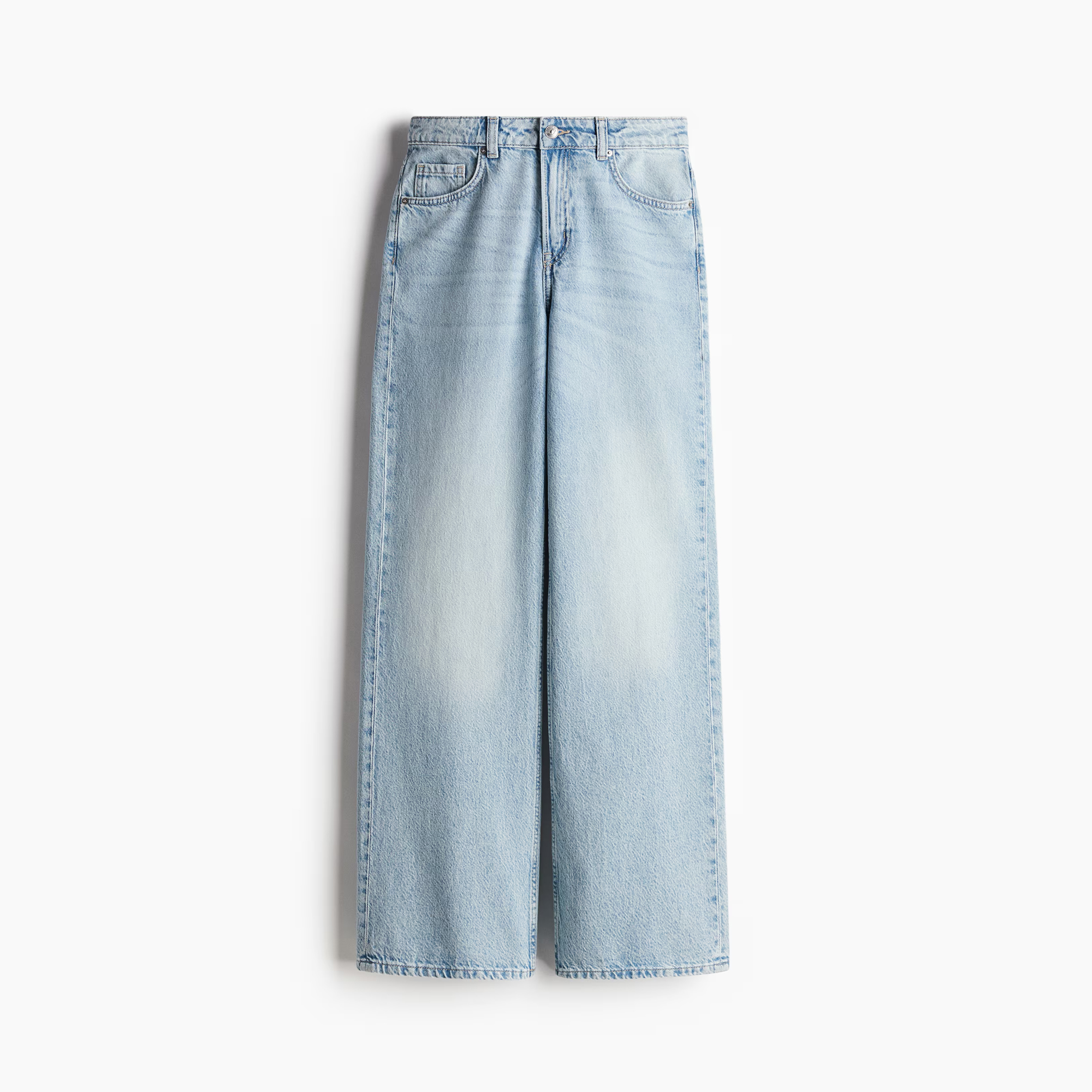 Ladies Wide Leg Light Denim Blue Jeans