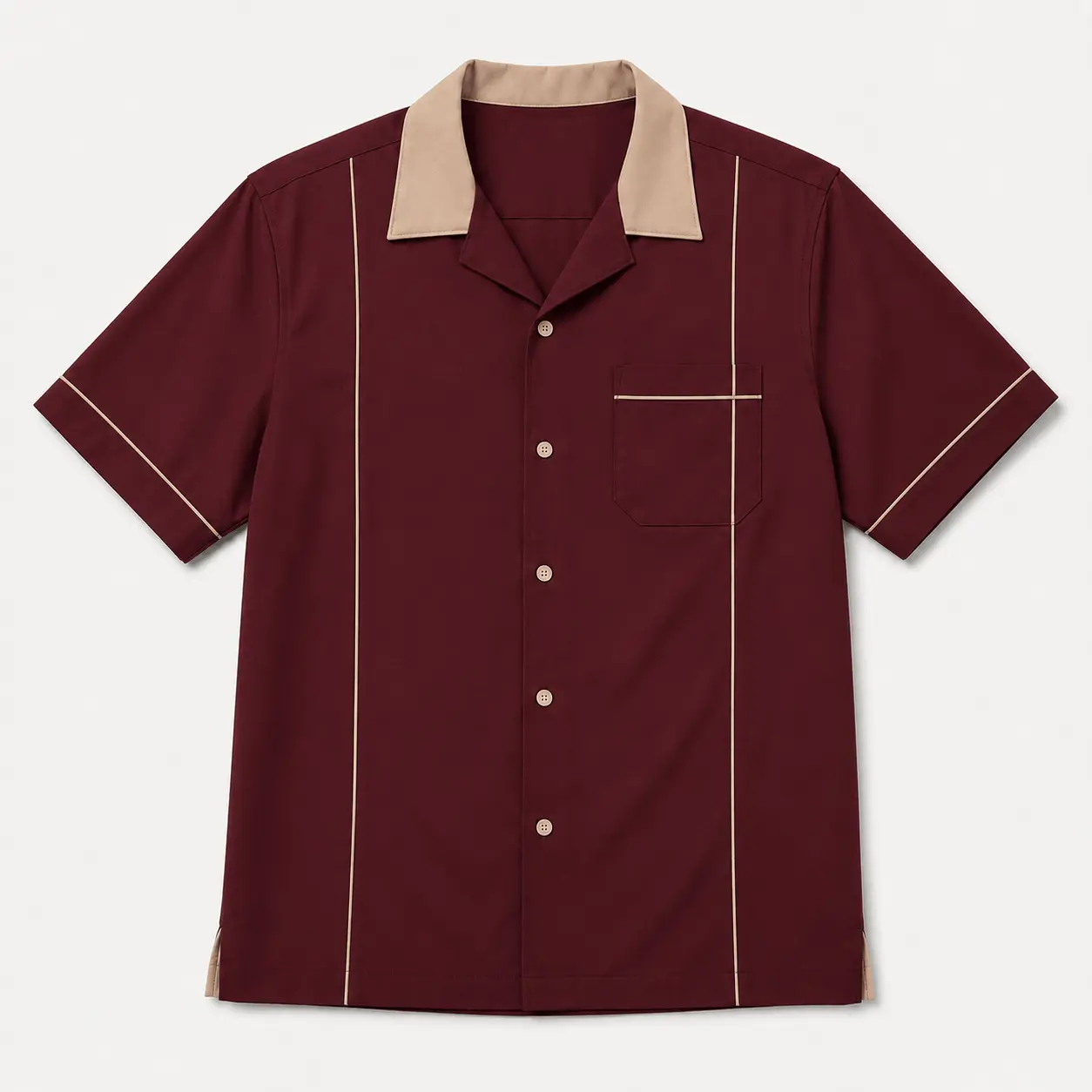 Men’s Retro Boxy-Fit Contrast Camp Collar Shirt