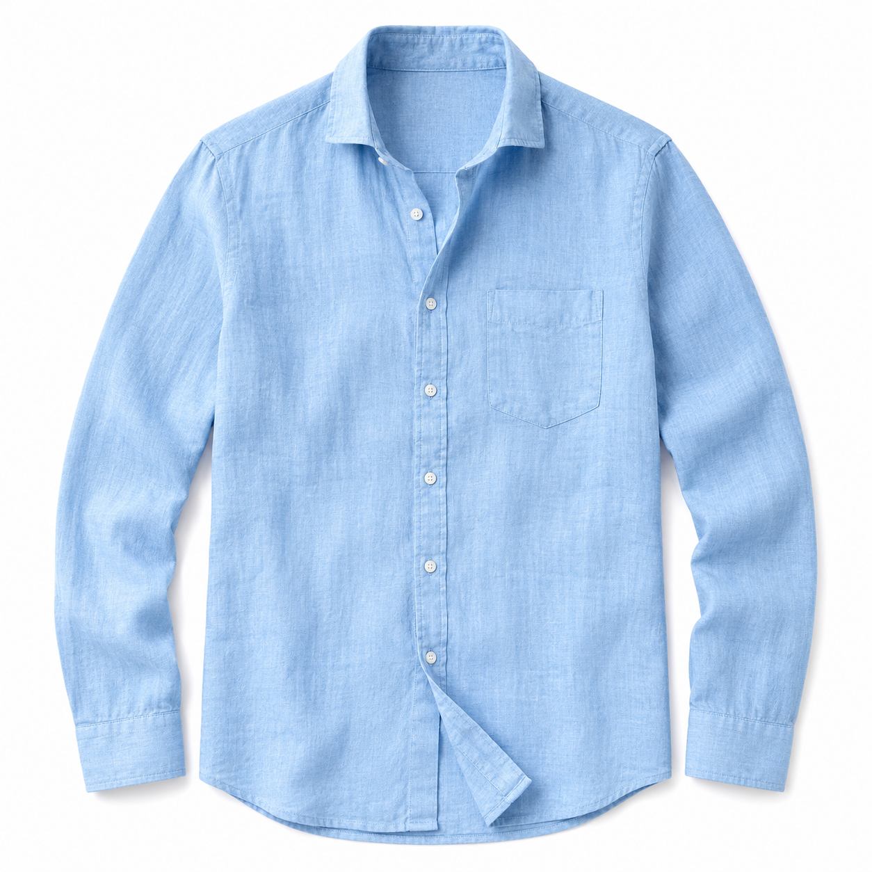 Men Sky Blue Linen Shirt