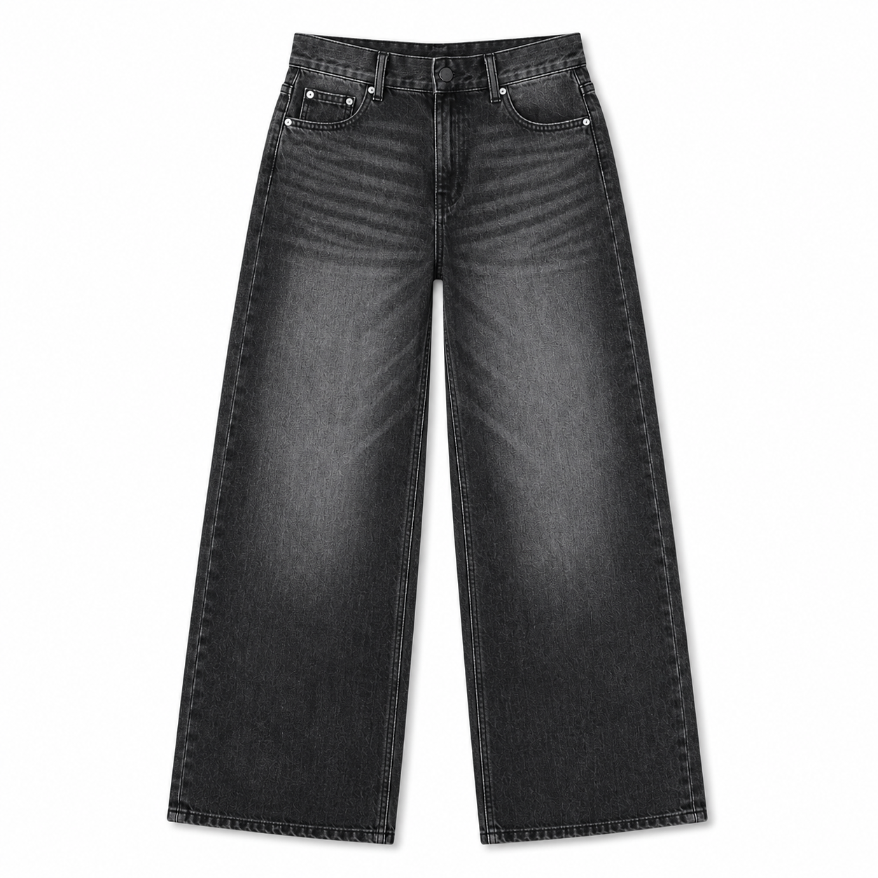 Vintage Washed High-Waist Wide-Leg Jeans