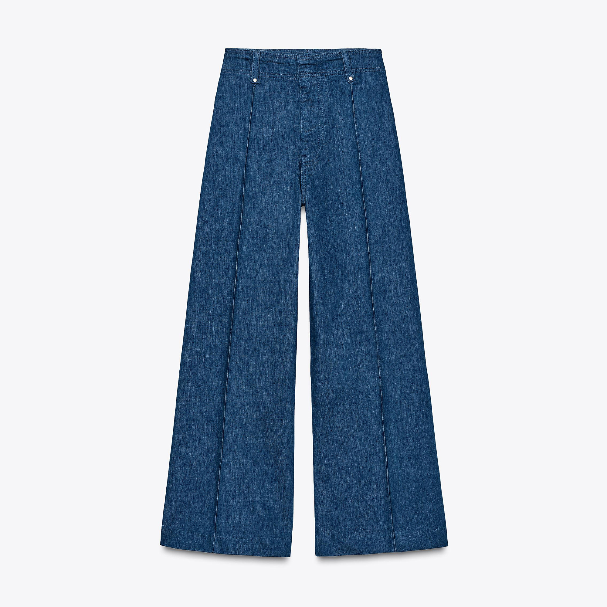 Women Wide Leg High Waist Jeans Blue