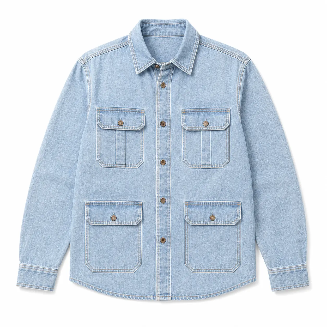 Denim-Utility-Shirt-Multi-pocket